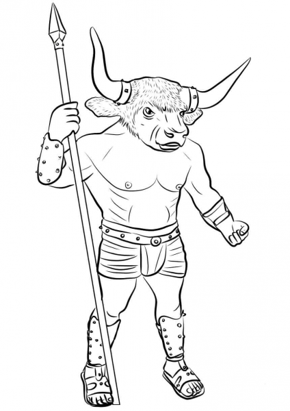 Minotaur  coloring page image
