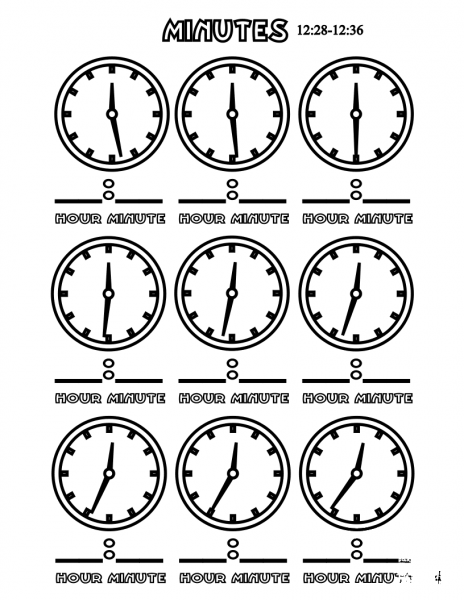 Minutes 12:28-12:36 coloring page image