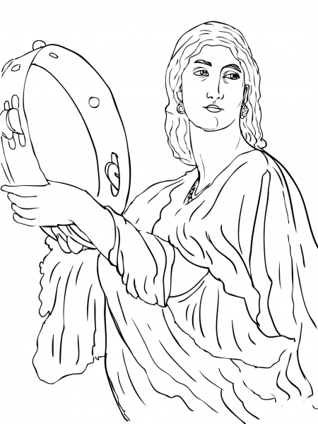 Miriam Celebrates the Crossing of Red Sea coloring page image