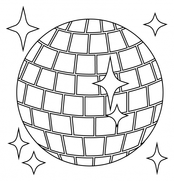 Mirror Ball Emoji coloring page image