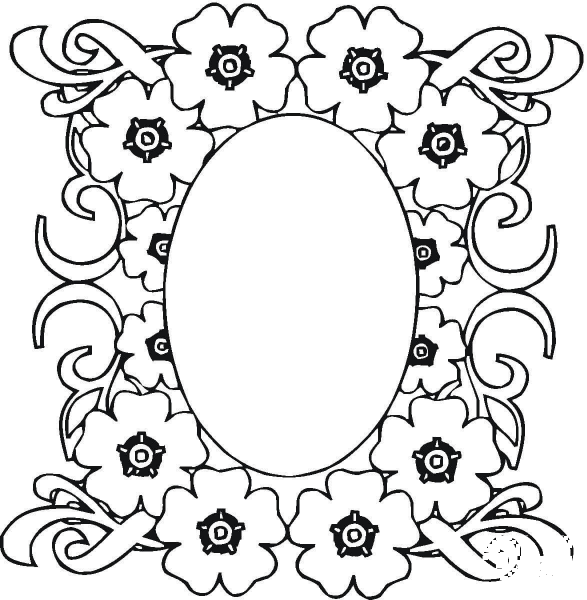 Mirror In The Flowers Ornament coloring page image