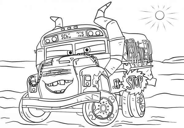 Miss Fritter from Cars 3 coloring page image