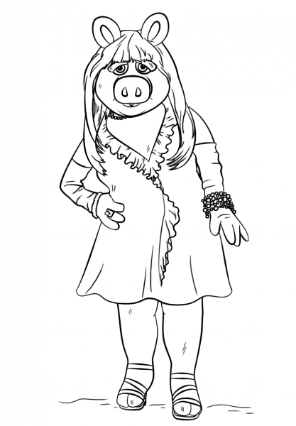 Miss Piggy from The Muppets coloring page image