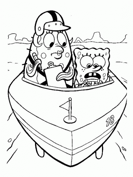 Miss puff teaches SpongeBob how to drive coloring page image