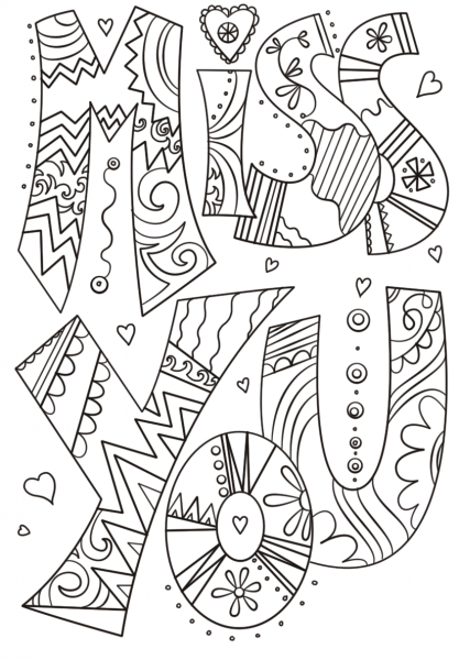 Miss You Doodle coloring page image