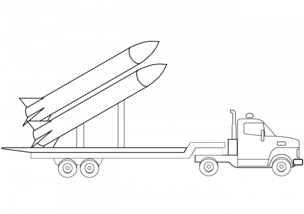 Missile Launcher Truck coloring page image