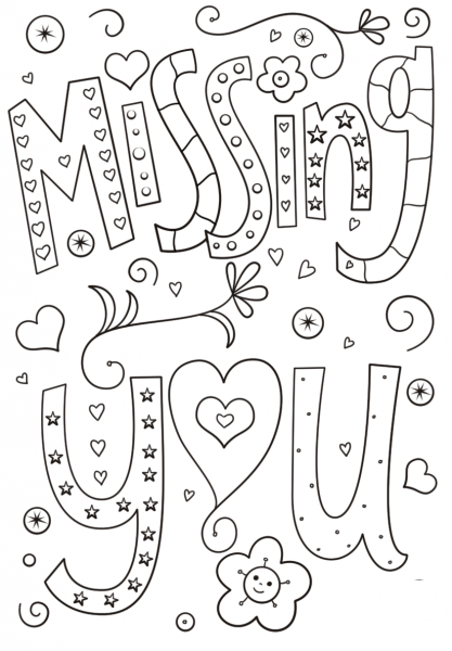 Missing You Doodle coloring page image