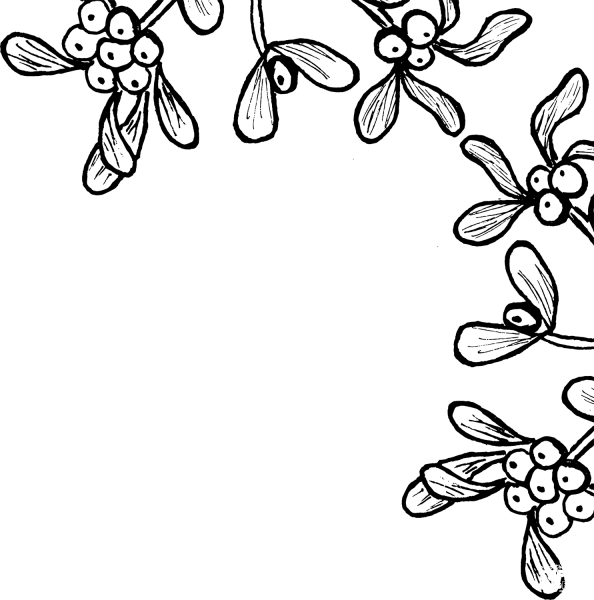 Mistletoe Corner Border coloring page image