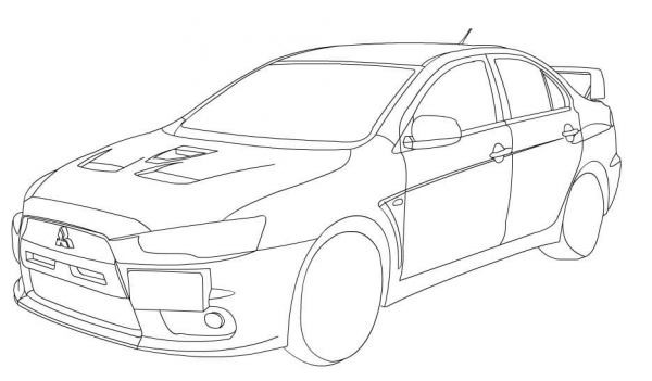 Mitsubishi Lancer Evolution X coloring page image