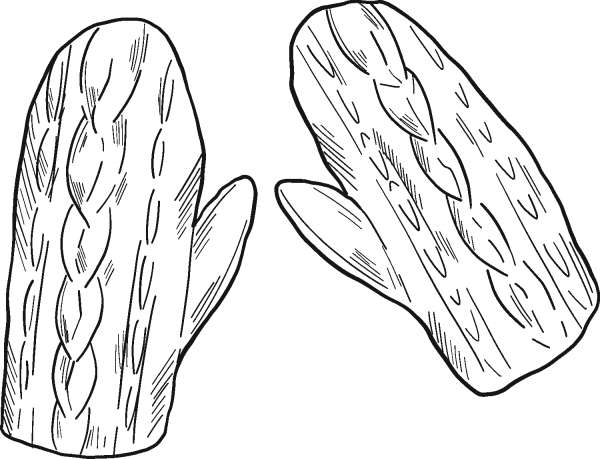 Mittens coloring page image