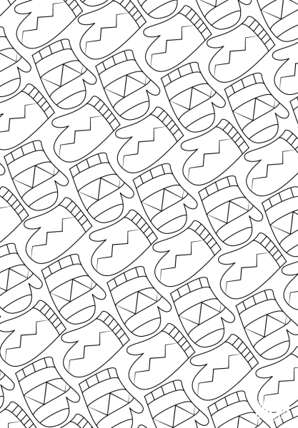 Mittens Pattern coloring page image