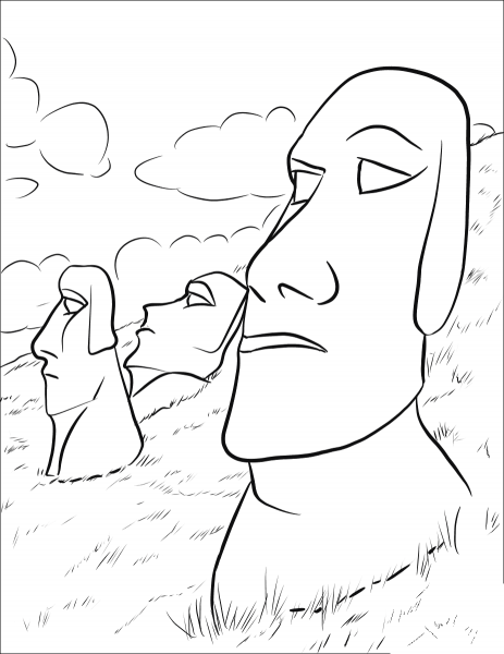 Moai coloring page image
