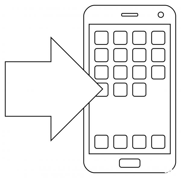 Mobile Phone with Arrow coloring page image