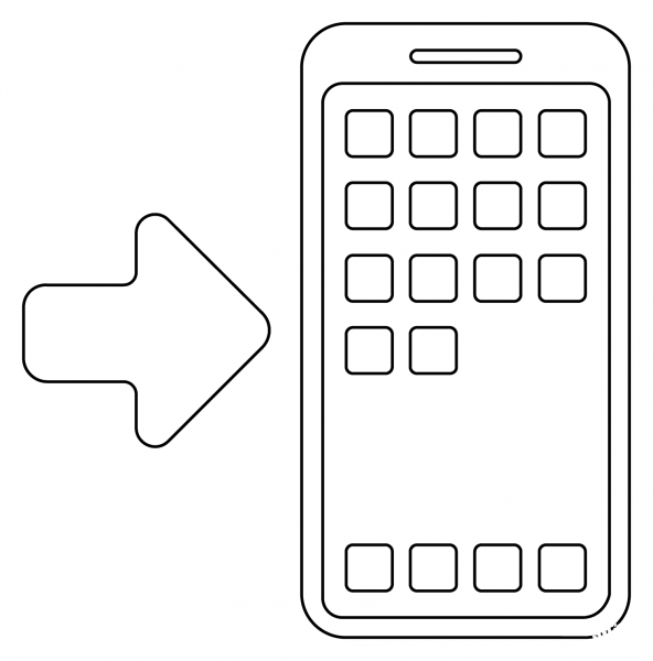 Mobile Phone with Arrow Emoji coloring page image