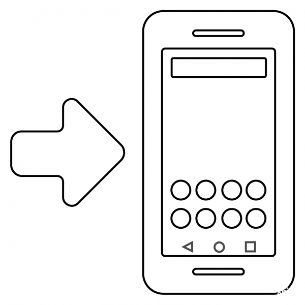 Mobile Phone with Arrow Emoji coloring page image