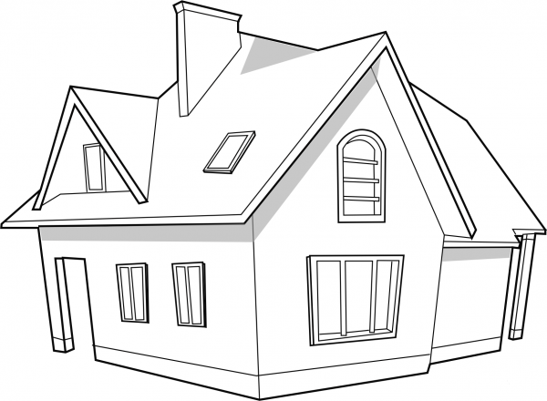 Modern House coloring page image