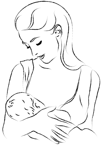 Mom is Breastfeeding coloring page image