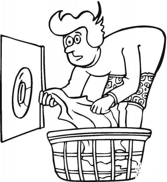 Mom Is Doing the Laundry  coloring page image