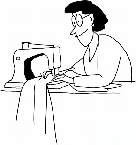 Mom Sews a Dress coloring page image