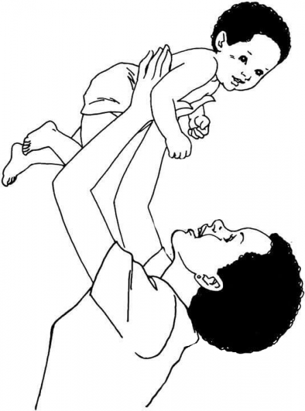 Mom With Son  coloring page image