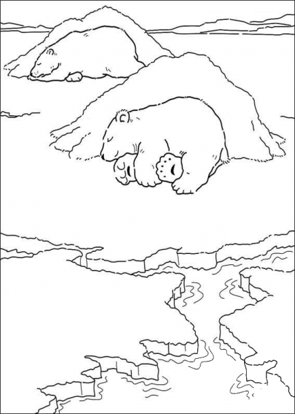 Mommy Polar Bear and Daddy Polar Bear coloring page image