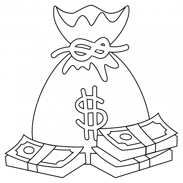 Money Bag coloring page image
