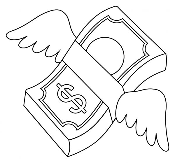 Money with Wings Emoji coloring page image