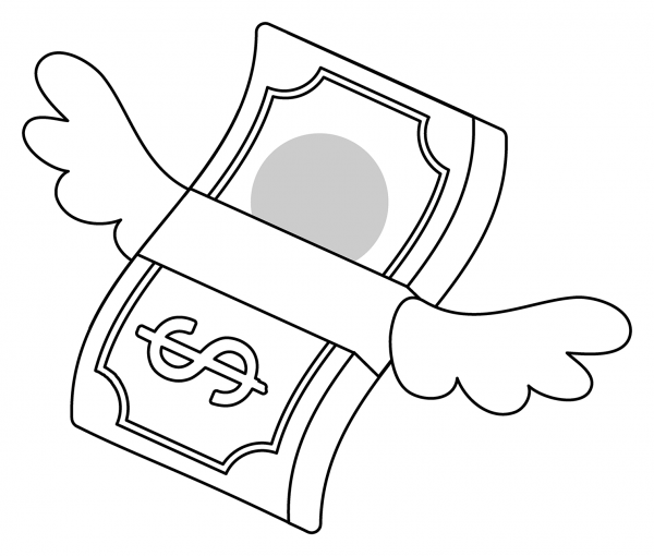 Money with Wings Emoji coloring page image