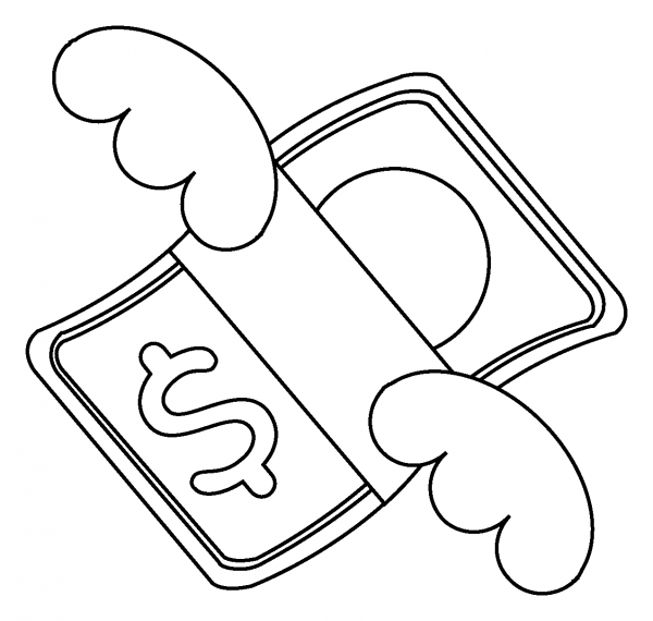 Money with Wings Emoji coloring page image