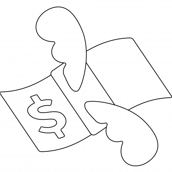 Money with Wings Emoji coloring page image
