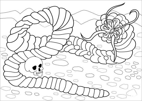 Mongolian Death Worm coloring page image