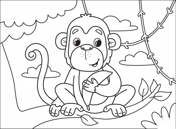 Monkey coloring page image