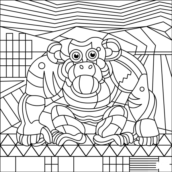 Monkey coloring page image