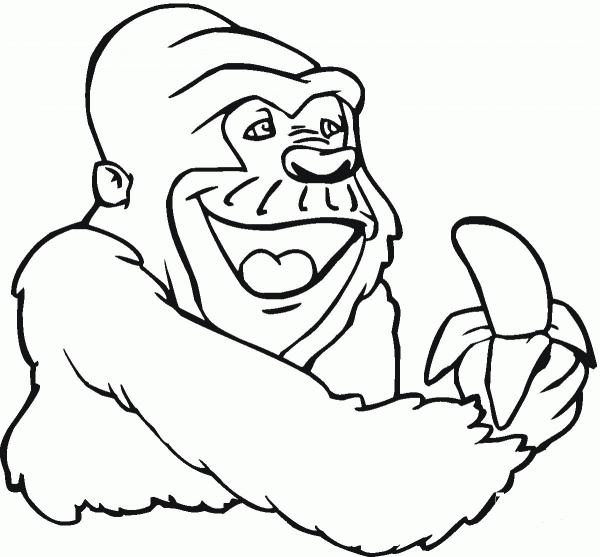 Monkey Eats Banana coloring page image