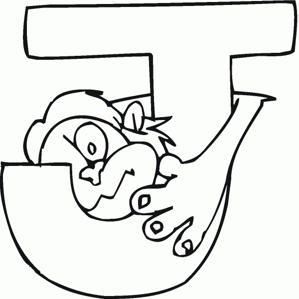 Monkey in J coloring page image