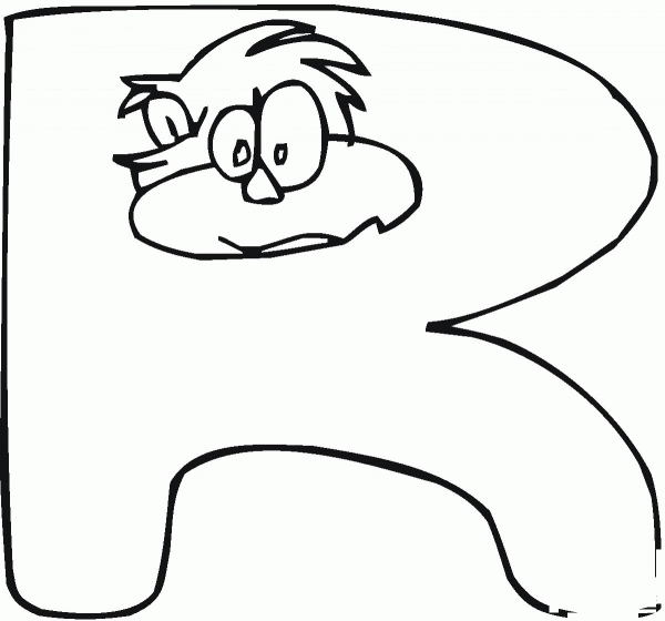 Monkey in Letter R coloring page image