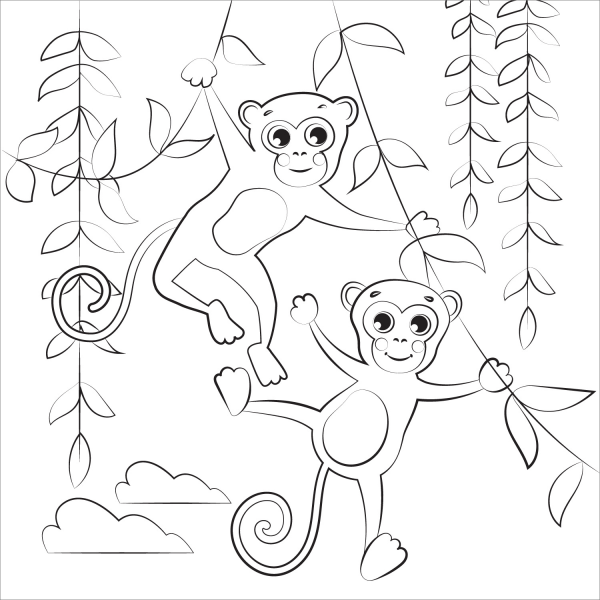 Monkeys coloring page image
