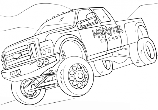 Monster Energy Monster Truck coloring page image