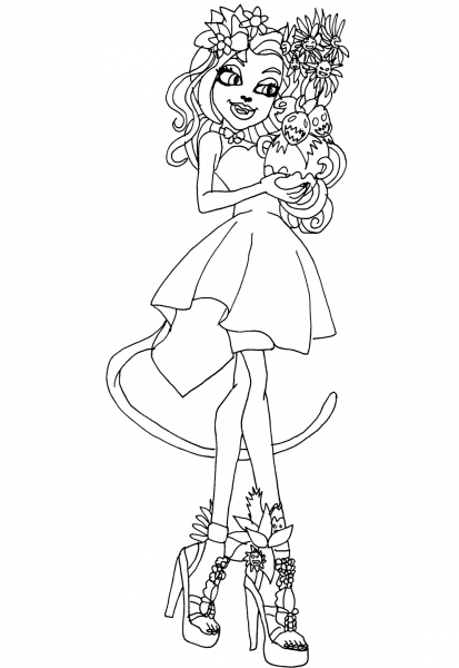 Monster High Catrine DeMew Gloom and Bloom coloring page image