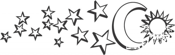 Moon, Sun and Stars coloring page image