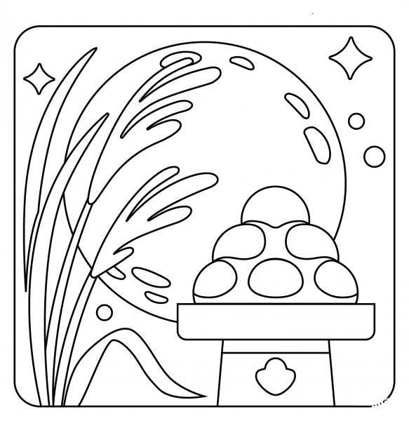 Moon Viewing Ceremony Emoji coloring page image