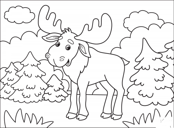Moose coloring page image