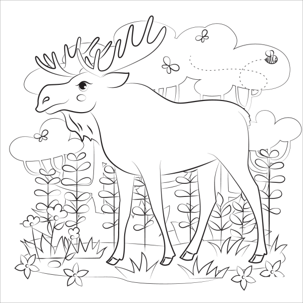 Moose coloring page image
