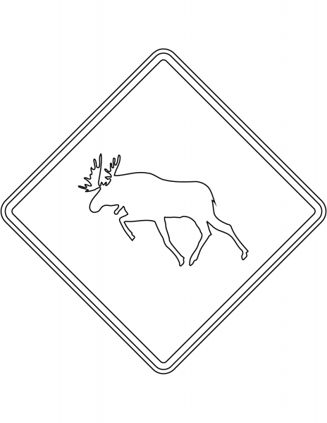 “Moose Crossing” Sign in Ontario coloring page image