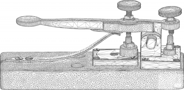 Morse Telegraph Key 3D Wireframe coloring page image