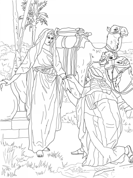 Moses and Zipporah coloring page image