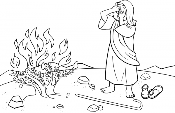 Moses Hid His Face Being Afraid to Look at God coloring page image