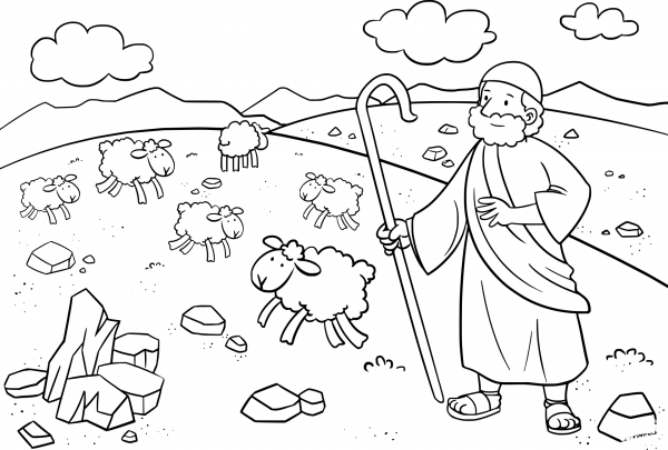 Moses in Midian coloring page image