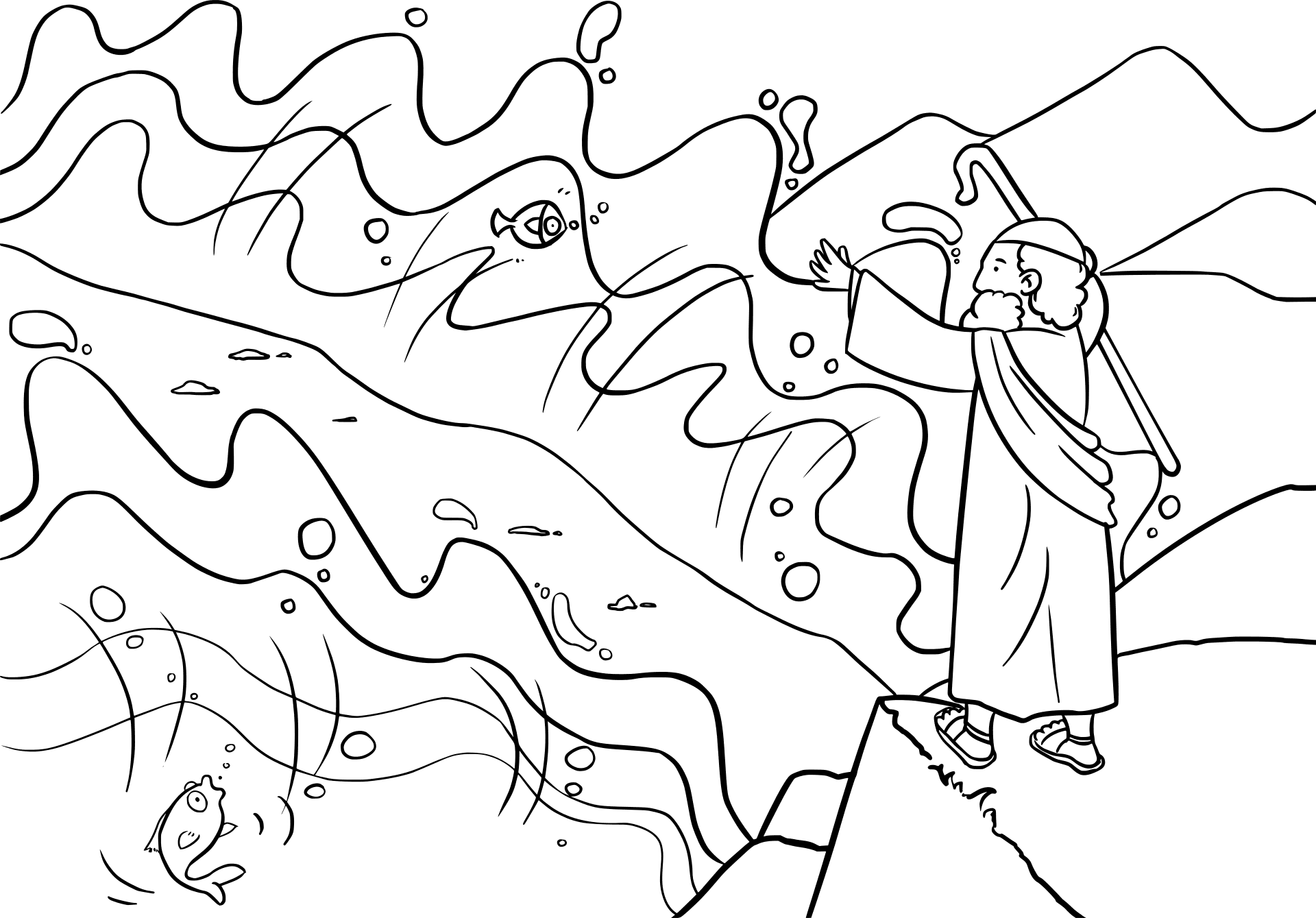 Moses Parts The Red Sea Coloring Page Colouringpages