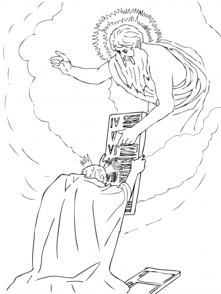 Moses Receiving the Tablets coloring page image